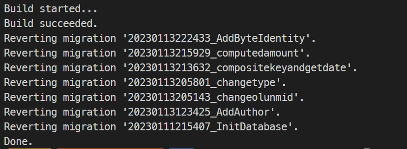 Dotnet ef database update zero